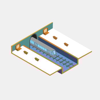 isometric metro station vector