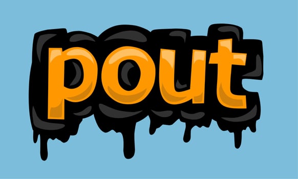 POUT writing vector design on blue background