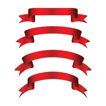 Modern Red Ribbon Set Vector Design.