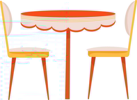 Dining table with upholstered chairs semi flat color vector object