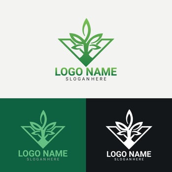 V Letter Plant Tree Logo Design vector