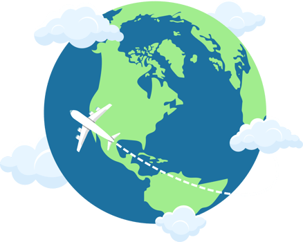 Plane flying around the world clipart design illustration png