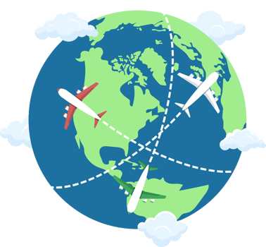 Plane flying around the world clipart design illustration png