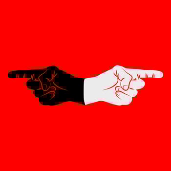 white hand and black hand pointing left and right vector