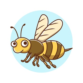 Bee Flying Animal Kids Drawing Cartoon. Honeybee Sting Cute Character. Insect Mascot Vector Illustration
