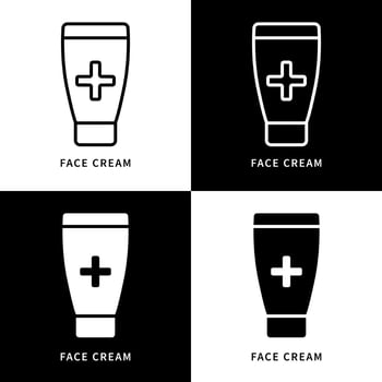 Face Cream Bottle Icon Symbol Illustration. Skincare Facial Logo. Makeup Facial Lotion Design Vector Icons Set
