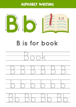 Learning English alphabet for kids. Letter B. Cute kawaii book. vector