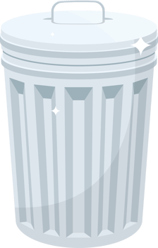 Metallic trash can clipart design illustration png