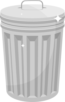 Metallic trash can clipart design illustration png