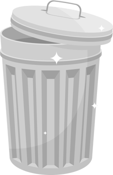 Metallic trash can clipart design illustration png