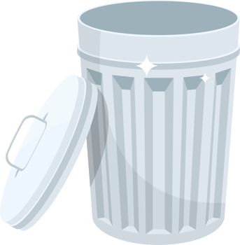 Metallic trash can clipart design illustration png