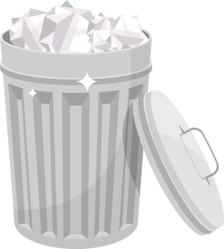 Metallic trash can clipart design illustration png