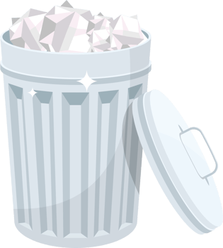 Metallic trash can clipart design illustration png