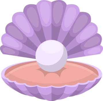 Sea shell with pearl clipart design illustration png