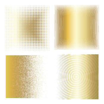 Vector collection of  golden halftone ink geometric monochrome squares