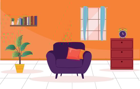 Living room interior design with furniture's, sofa vector