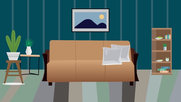 Living room interior design with furniture vector