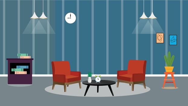 Living room interior design with furniture vector