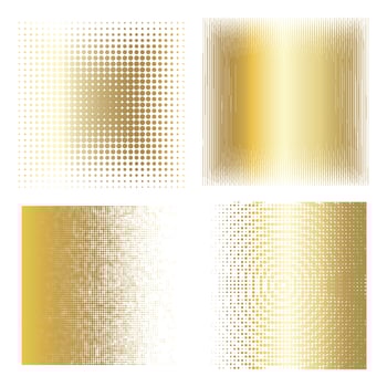 Vector collection of  golden halftone ink geometric monochrome squares