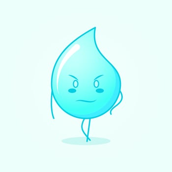 cute water cartoon with cool expression. blue and white. suitable for emoticon, logo, mascot and symbol vector