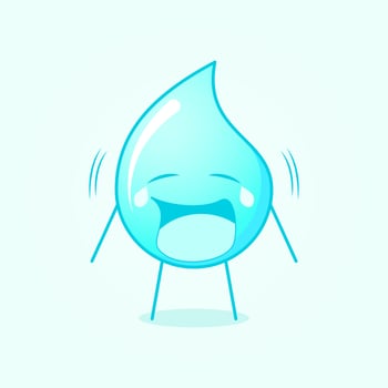 cute water cartoon with crying expression vector
