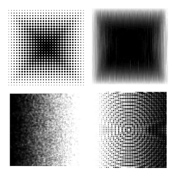 Vector collection of  golden halftone ink geometric monochrome squares