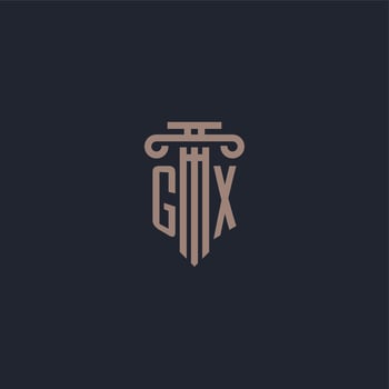 GX initial logo monogram with pillar style design for law firm and justice company vector