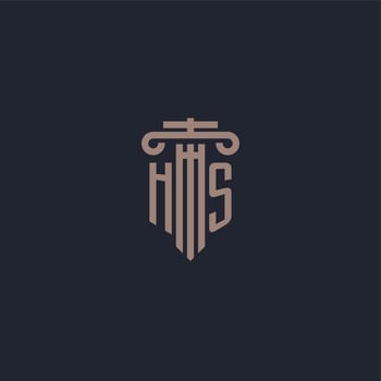 HS initial logo monogram with pillar style design for law firm and justice company vector
