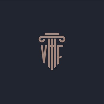 VF initial logo monogram with pillar style design for law firm and justice company vector