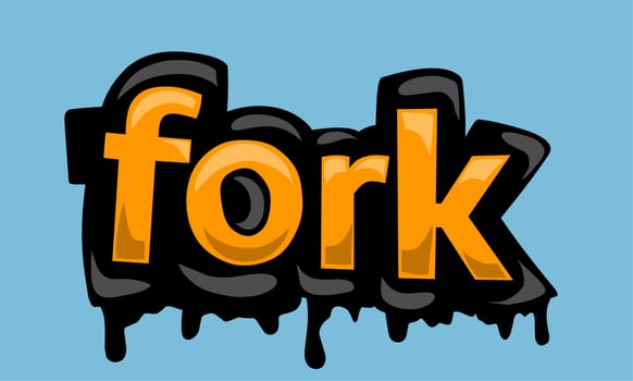 FORK writing vector design on blue background