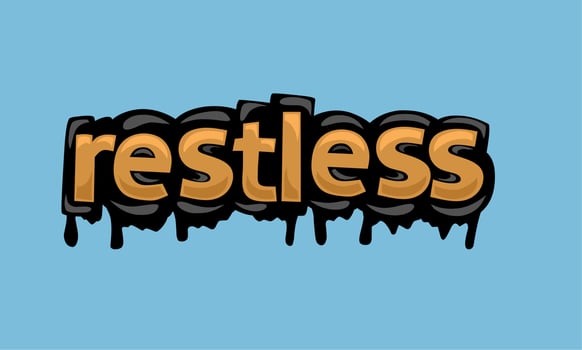 RESTLESS writing vector design on blue background