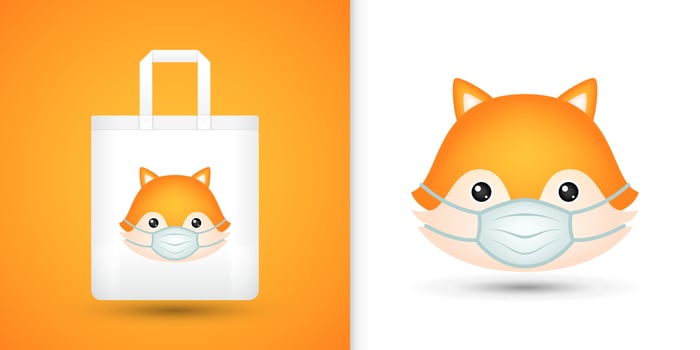 Fox head on white tote bag vector