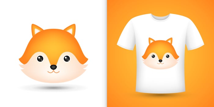 Fox head on white shirt vector