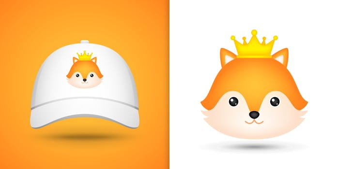Fox head on white baseball cap vector