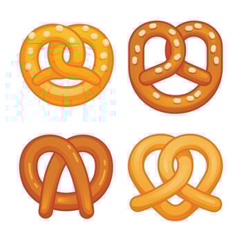 Pretzel icon set, cartoon style vector
