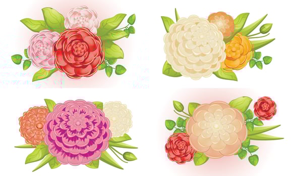 Camellia banner set, cartoon style vector