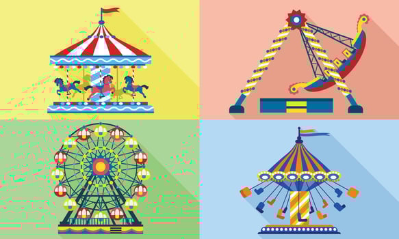 Carousel icons set, flat style vector