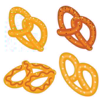 Salt pretzel icon set, isometric style vector