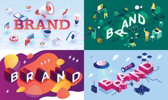 Brand banner set, isometric style vector