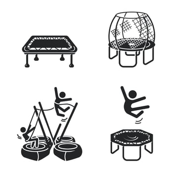 Trampoline icons set, simple style vector