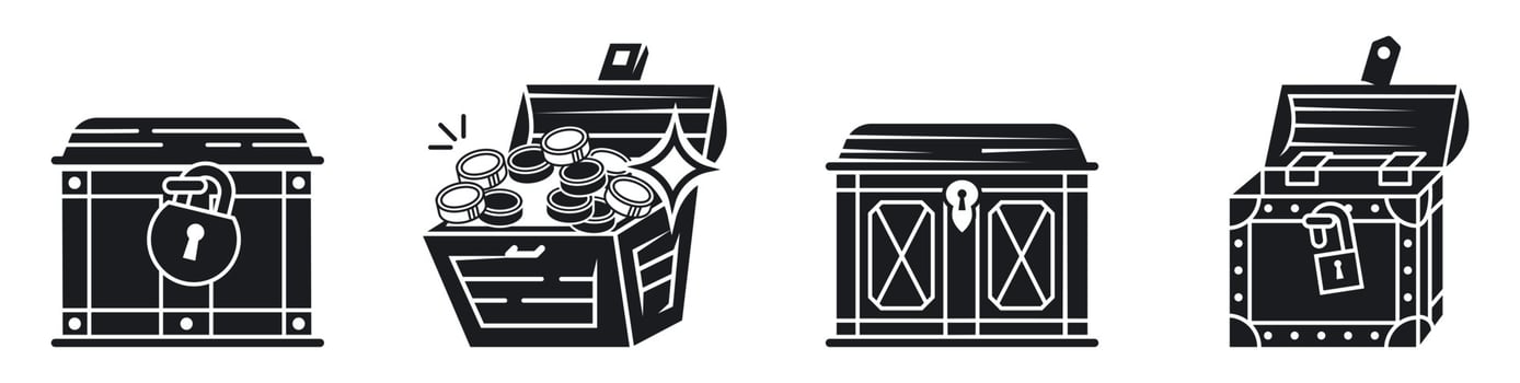 Dower chest icons set, simple style vector