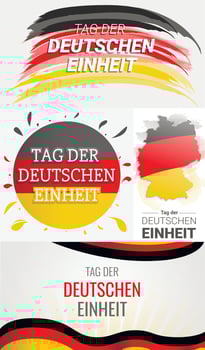 Happy deutschen Einheit banner set, hand drawn style vector