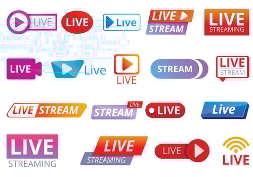 Stream icons set, cartoon style vector