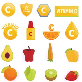 Vitamin c icon, cartoon style vector