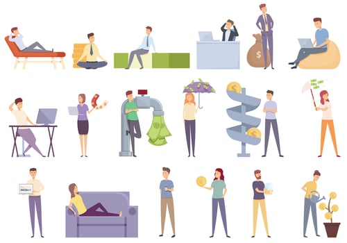Passive income icon cartoon vector. Fund money vector