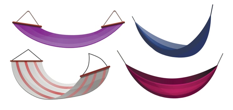 Hammock icon set, cartoon style vector