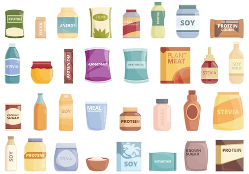 Food substitutes icon cartoon vector. Sweetener alternative vector