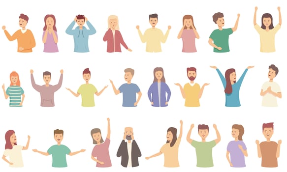 Delight icons set cartoon vector. Happy energy vector