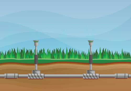 Irrigation system concept banner, cartoon style vector