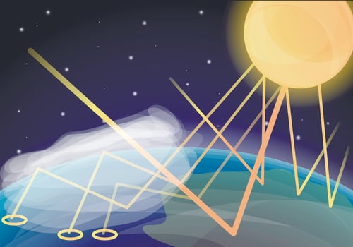Greenhouse effect infographic, cartoon style vector